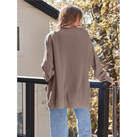Womens Oversized Cardigans Soft Knit Cardigan Sweater with Pockets - Picture 6 of 7